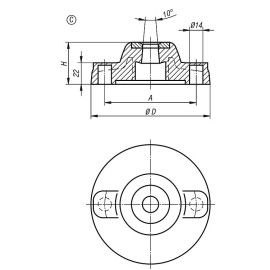 K0424 Основания подвижных опор из усиленного пластика, 4°