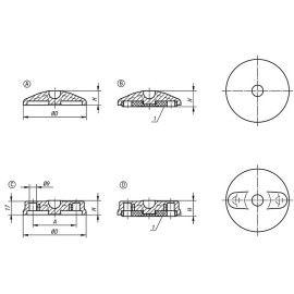 K0415 Основания шарнирных опор из пластика, 20°
