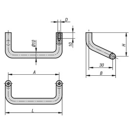 K0219 Ручки бугельные круглого сечения из алюминия угловые