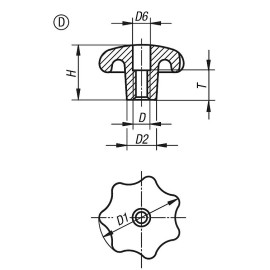 K0151 Ручки звездообразные DIN 6336 из чугуна