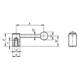 K0176 Рукоятки зажимные из стали с круглой ручкой из пластика