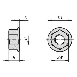 K1797 Гайки шестигранные EN 1661 с фланцем