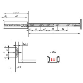 K1575 Комплекты направляющих с доводчиком разборные, 40 кг