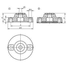 K0424 Основания подвижных опор из усиленного пластика, 4°