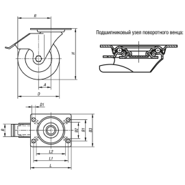 K1766 Ролики с крепежной пластиной и эластичным покрытием