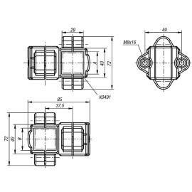 K0473 Зажимы для квадратных труб крестовые из пластика