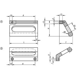 K0234 Ручки профильные из алюминия угловые рифленые