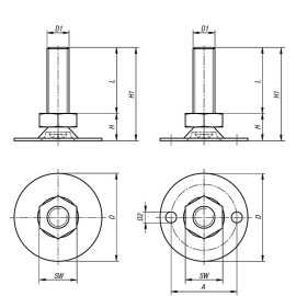 K0678 Опоры дисковые из стали с подвижным винтом