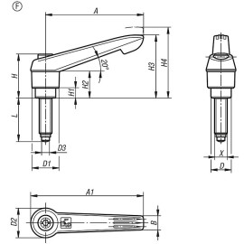 K0780 Рычаги зажимные с наружной резьбой с упором