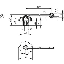 K0155 Ручки звездообразные с фиксирующим тросиком