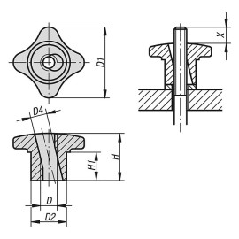 K0683 Ручки крестообразные быстрозажимные из чугуна