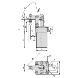 K1819 Прижимы рычажные пневматические резьбовые с фланцем