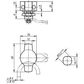 K1358 (K1340) Замки поворотные с проушиной для навесного замка
