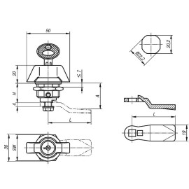 K0525 (K0523) Замки поворотные с ручкой-барашком
