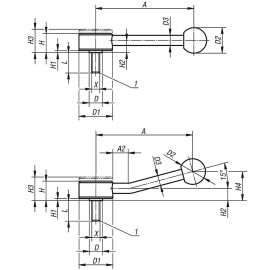 K0129 Рычаги зажимные плоские из нерж. стали с круглой ручкой, НР