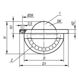 K0764 Ролики шаровые с фланцем и крепежными отверстиями