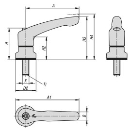 K1626 Рычаги для усиленного зажима из цинкового сплава и нерж. стали, НР