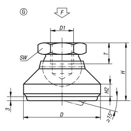 K0395 Опоры шарнирные со внутренней резьбой, 15°