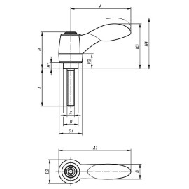 K0126 Рычаги зажимные 2К из пластика и нерж. стали, НР