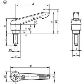 K0780 Рычаги зажимные с наружной резьбой с упором