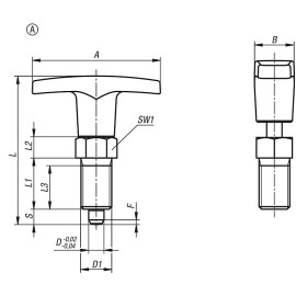 K1124 Штифты стопорные резьбовые с Т-образной ручкой