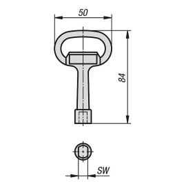 K1335 Ключи торцовые для замков с хвостовиком и двумя лысками