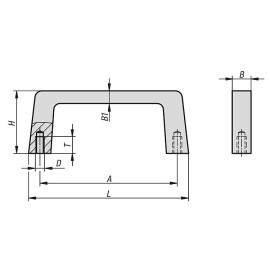 K1075 Ручки бугельные прямоугольного сечения из алюминия