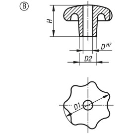 K0151 Ручки звездообразные DIN 6336 из чугуна