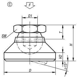 K0395 Опоры шарнирные со внутренней резьбой, 15°