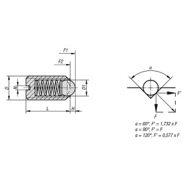 K0609 Фиксаторы пружинные, нержавеющая сталь, с шариком