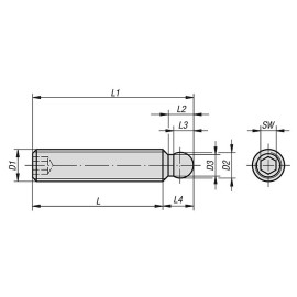 K0391 Винты нажимные из стали с шаровой головкой