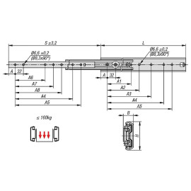 K1718 Комплекты направляющих сверхполного выдвижения, до 160 кг