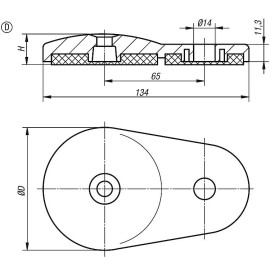 K0426 Основания подвижных опор из цинка с крепежным отверстием, 4°