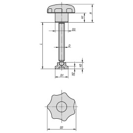 K0394 Винты верстачные со звездообразной ручкой и упором
