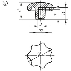 K0151 Ручки звездообразные DIN 6336 из чугуна