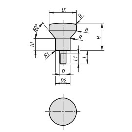 K1309 Ручки кнопки Hygienic USIT с наружной резьбой
