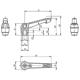K0270 Рычаги зажимные NOVOgrip из пластика и нержавеющей стали, ВР