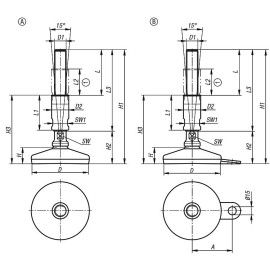 K1303 Опоры виброизолирующие Hygienic DESIGN, 7,5°
