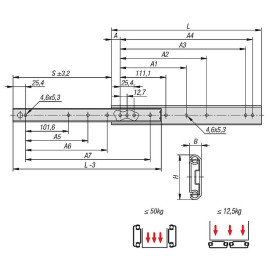 K1710 Комплекты направляющих неполного выдвижения, до 50 кг