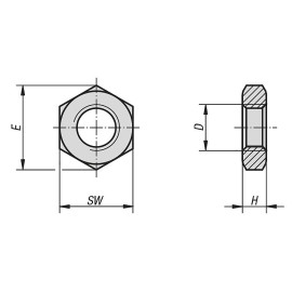 K0700 Гайки шестигранные DIN 439 низкие