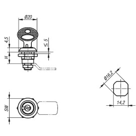 K0520 (K0521) Замки поворотные короткие с ключами