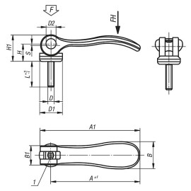 K0789 Рычаги эксцентриковые регулируемые с рукояткой из стали