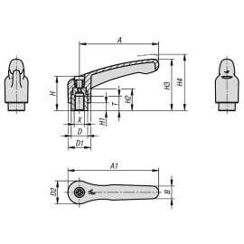 K1701 Рычаги зажимные из пластика и нержавеющей стали, ВР