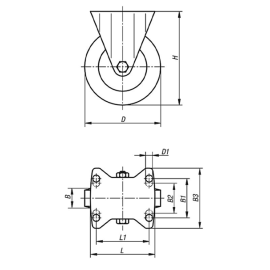 K1762 Ролики с пластиковыми дисками и резиновыми шинами