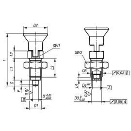 K0736 Штифты стопорные резьбовые цилиндрические