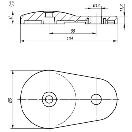 K0426 Основания подвижных опор из цинка с крепежным отверстием, 4°