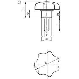 K0153 Ручки звездообразные с выступающей втулкой из нерж. стали