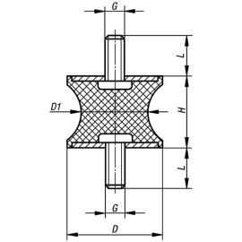 K0567 Виброизоляторы с сужением и наружной резьбой, тип AT