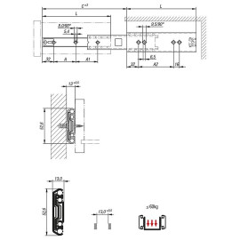 K0540 Направляющие шариковые сверхполного выдвижения, 60 кг