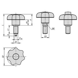K1583 Штифты стопорные cо звездообразной ручкой и индикатором запирания